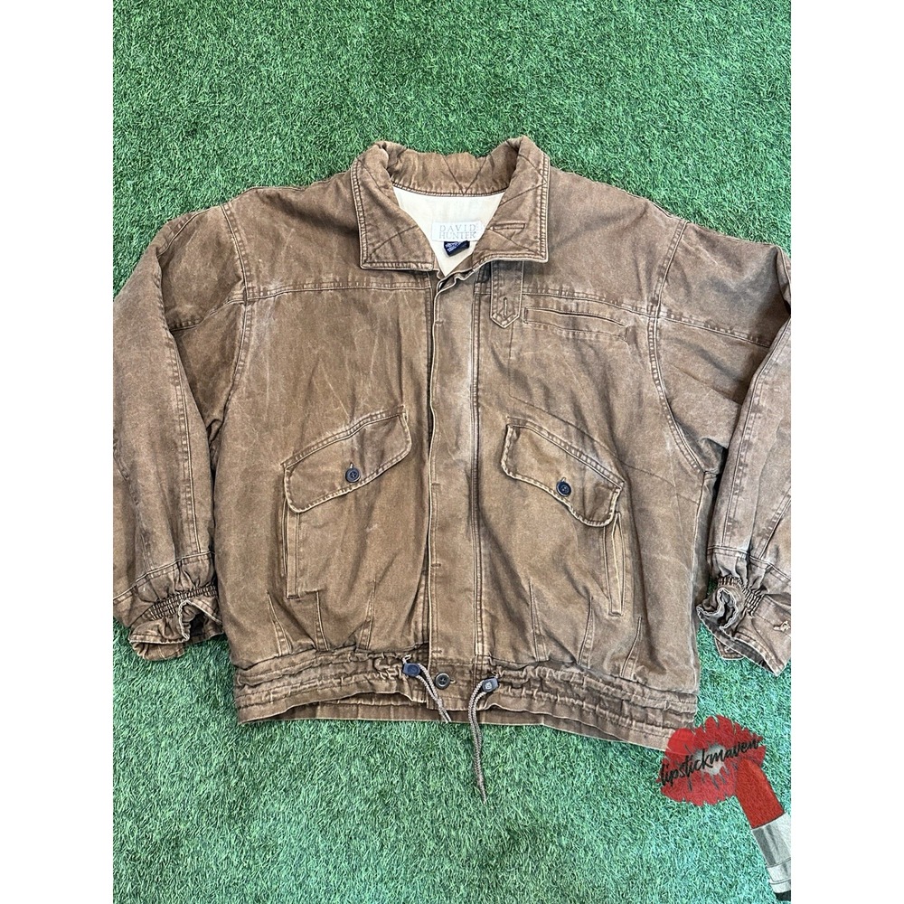 David Hunter Jacket Mens XL Tan Brown Workwear Canvas Gorpcore